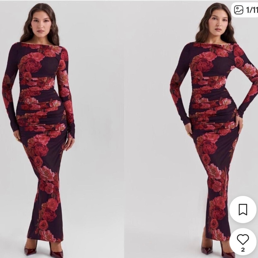 Elegant Floral House of CB Long Sleeve Dress XS